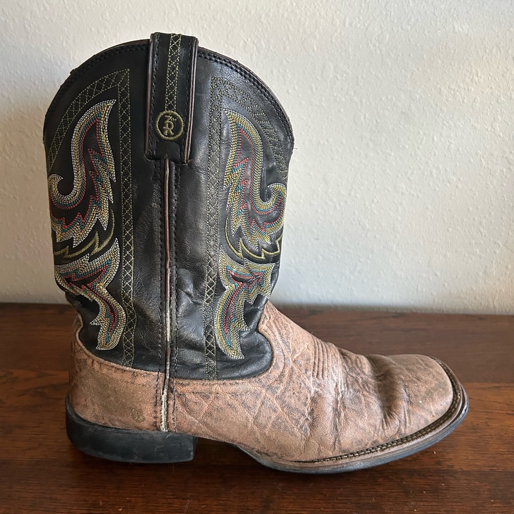 Tony Lama Two-Tone Brown and Black Western Cowboy Boots